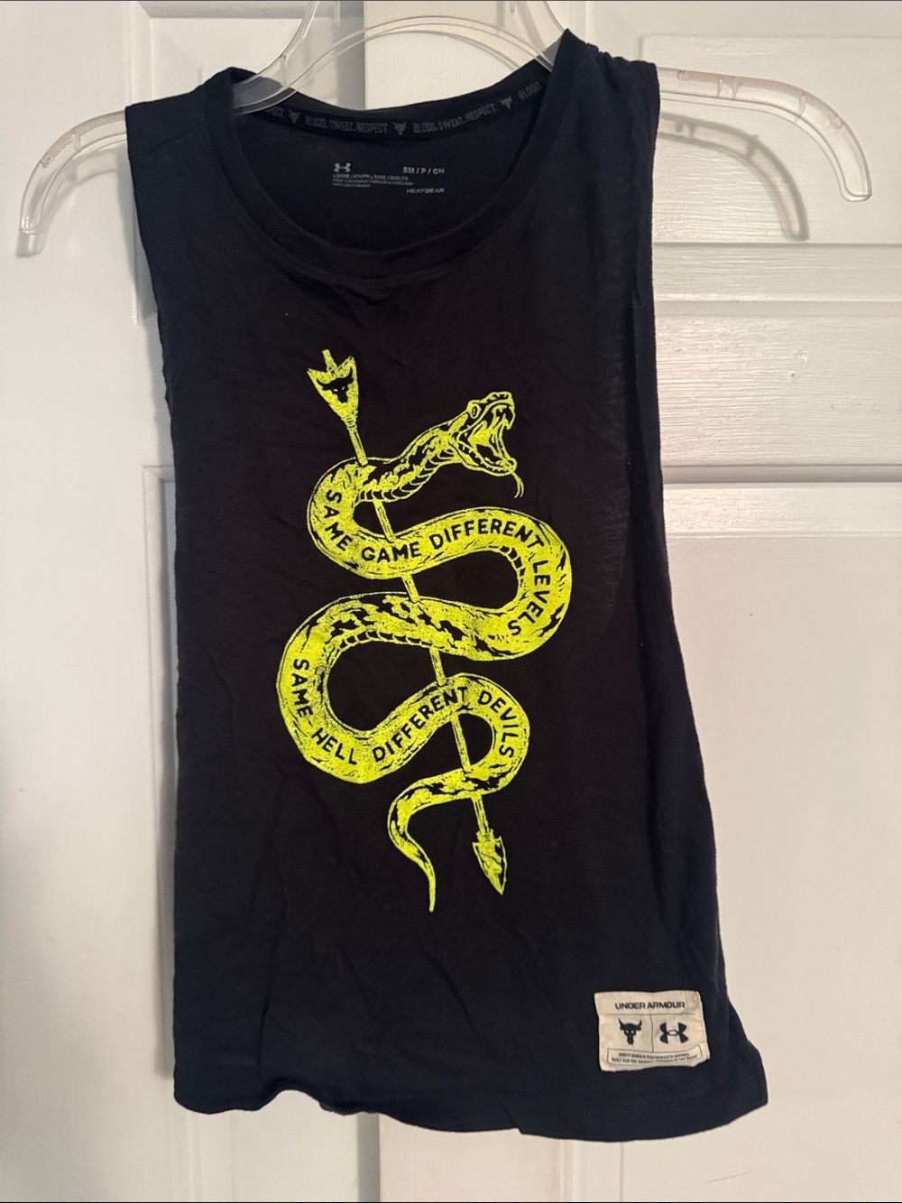 Under Armour iron paradise Black Tank with Neon Yellow Snake Graphic